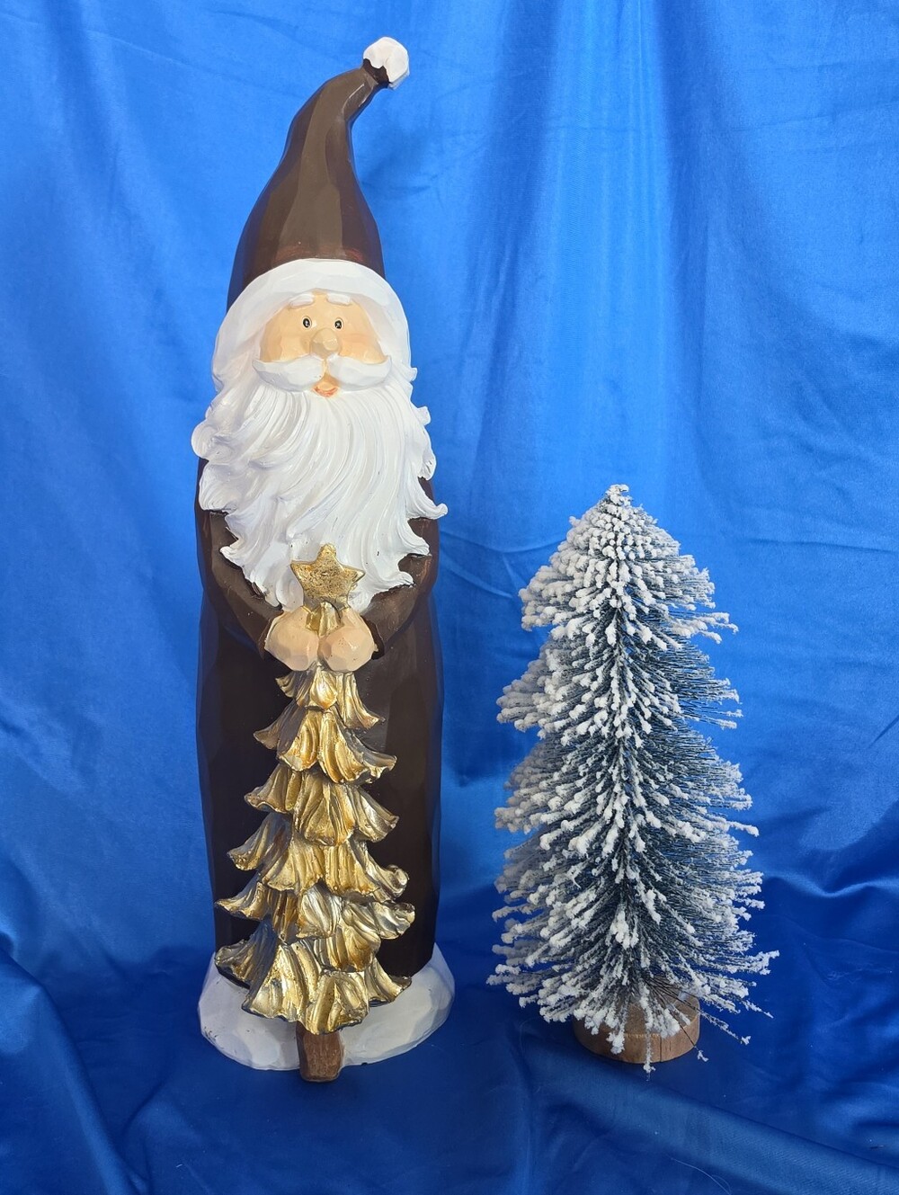 Faux Bald Cypress Santa Clause Resin Christmas Tree Figurine NWT